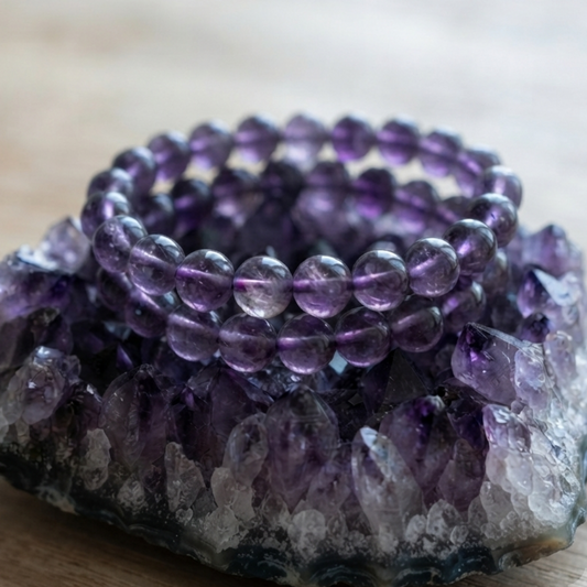 Pack Mois 1 Stabilisation - bracelet améthyste, encens santal, disque sélénite œil d'Horus