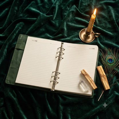 Carnet Grimoire Cuir Vintage – Soleil & Arbre de Vie