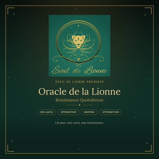 Oracle de la Lionne - jeu de cartes numérique affirmations positives et mantras pour femmes en reconstruction après un burn-out, 365 cartes de renaissance quotidienne